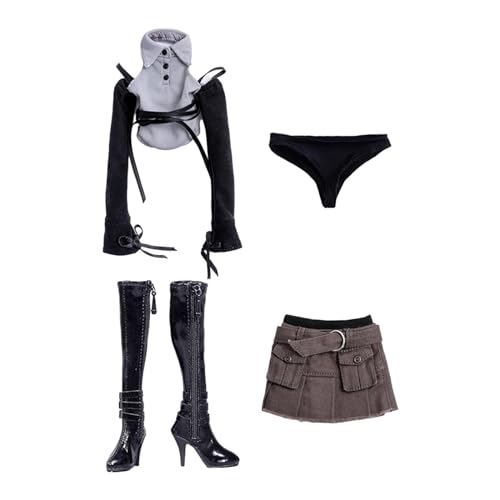 Fenteer Maßstab 1:6 Figur Kleidung Kostüm Schulterfrei T-Shirt Rock Outfit Kostüm Kompletter Anzug Uniform für 12'' Zoll Puppenfiguren Zubehör von Fenteer