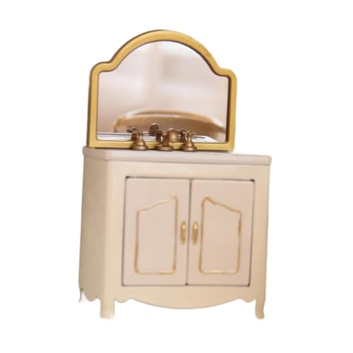 Fenteer Mini-Badezimmerschrank mit Waschbecken, Badezimmermöbel für 1/12 Puppen, Spielset, lustiges Geschenk, Duschraum-, Puppenhaus-Dekoration von Fenteer