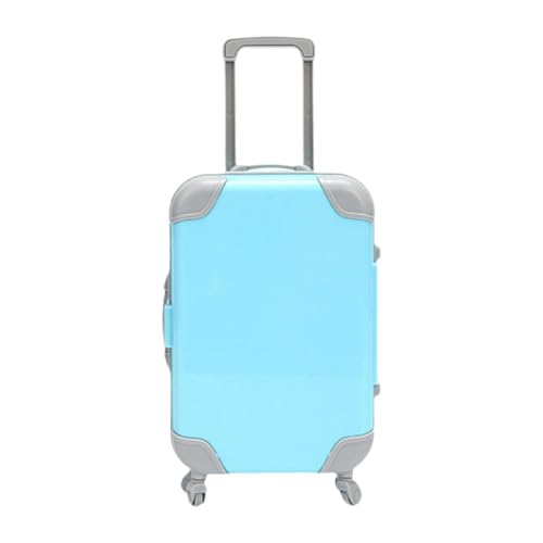 Fenteer Mini-Koffer, Gepäckaufbewahrungsbox mit drehbaren Rädern und Wimpernhalter mit Griff, Puppenhauszubehör für, Spielzeuggeschenke, Blau von Fenteer