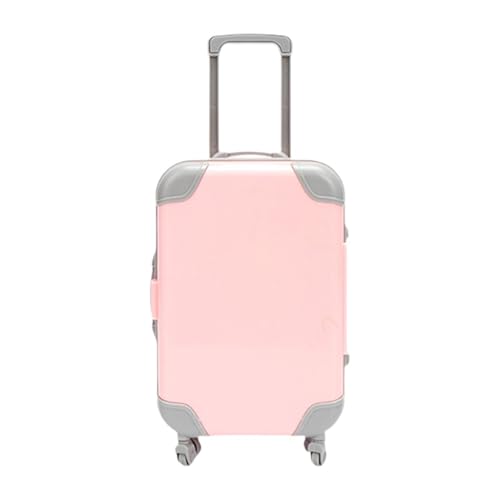 Fenteer Mini-Koffer, Gepäckaufbewahrungsbox mit drehbaren Rädern und Wimpernhalter mit Griff, Puppenhauszubehör für, Spielzeuggeschenke, Rosa von Fenteer