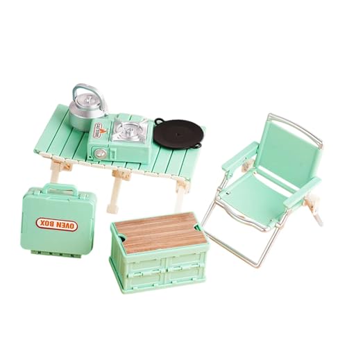 Fenteer Mini-Picknick-Camping-Set, Rollenspiel, Outdoor-Spielzeug, Puppenhaus-Dekoration für Outdoor-Szenen, Geschenke für Mädchen und Jungen ab 3 Jahren, GrÜn von Fenteer