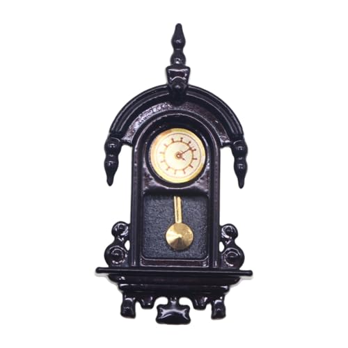 Fenteer Miniatur-Puppenhaus, Mini-Wanduhr, Mini-Hauszubehör, Zubehör, Retro-Design, Metall, dekorativ für Heimwerker, Basteln, Landschaft, Oval von Fenteer