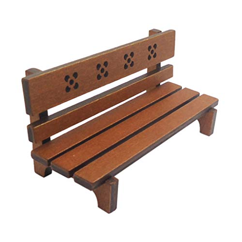 Fenteer Möbel Holz Langstuhl Gartenbank Sitzbank Modell für 1:12 Puppenstube Garten Deko, Braun von Fenteer
