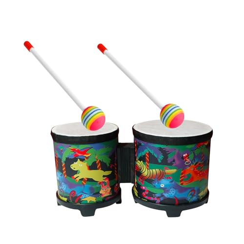 Fenteer Musik-Erleuchtungstrommel, 5'' und 6'' Bongo-Trommel-Set, afrikanische Handtrommel für Kinder, Anfänger-Geburtstagsgeschenk, Tier von Fenteer