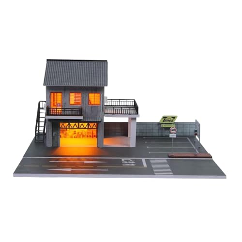 Fenteer Parkplatz im Maßstab 1/64, japanische Autowerkstatt, Szenenanzeige, Ornamente, Mini-Modellauto-Aufbewahrungshintergrund, Mini-Druckguss-Garage von Fenteer