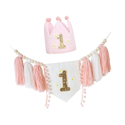 Fenteer Party-Dekoration für den ersten Geburtstag, Hochstuhl-Banner und Kronenhut, dekorative Foto-Requisite fürs Kinderzimmer mit Quastengirlande aus, Style A Fenteer Party-Dekoration für den ersten Geburtstag, Hochstuhl-Banner und Kronenhut, dekorative Foto-Requisite fürs Kinderzimmer mit Quastengirlande aus, Style A von Fenteer