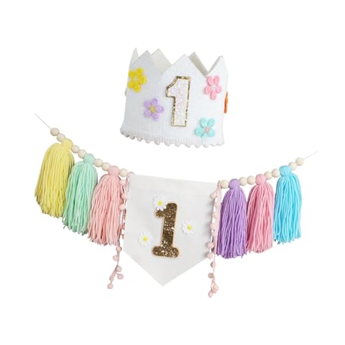 Fenteer Party-Dekoration für den ersten Geburtstag, Hochstuhl-Banner und Kronenhut, dekorative Foto-Requisite fürs Kinderzimmer mit Quastengirlande aus, Style C Fenteer Party-Dekoration für den ersten Geburtstag, Hochstuhl-Banner und Kronenhut, dekorative Foto-Requisite fürs Kinderzimmer mit Quastengirlande aus, Style C von Fenteer