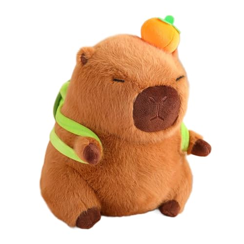 Fenteer Plüsch-Capybara-Puppe, süßes Capybara-Plüschtier, weiches Capybara-Plüschtier für Teenager, Jungen und Mädchen, Geschenke, orange Dunkelbraun von Fenteer