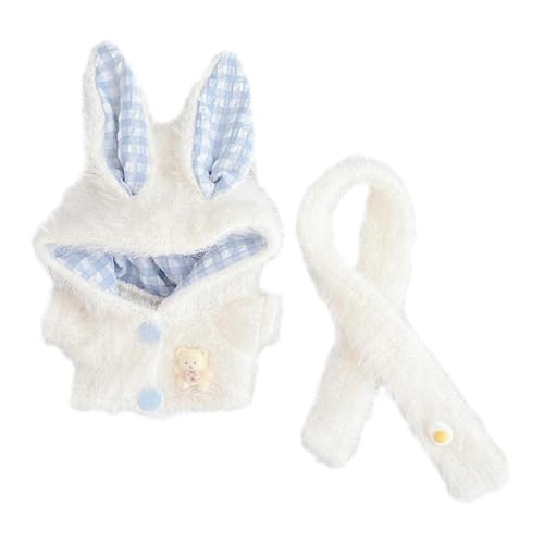 Fenteer Plüsch-Puppenkleidung für 15–17 cm große Puppen, Puppenkostüm, Kapuzenpullover mit Schal, Foto-Requisiten, modisches, weiches Cartoon-Puppen-Outfit, Weiß Fenteer Plüsch-Puppenkleidung für 15–17 cm große Puppen, Puppenkostüm, Kapuzenpullover mit Schal, Foto-Requisiten, modisches, weiches Cartoon-Puppen-Outfit, Weiß von Fenteer