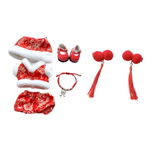 Fenteer Plüsch-Puppenkleidung für 17 cm große Puppen, Tang-Anzug, Plüsch-Puppenzubehör, bequemes, stilvolles chinesisches Neujahrskostüm, mit Schuh-haarnadel Fenteer Plüsch-Puppenkleidung für 17 cm große Puppen, Tang-Anzug, Plüsch-Puppenzubehör, bequemes, stilvolles chinesisches Neujahrskostüm, mit Schuh-haarnadel von Fenteer