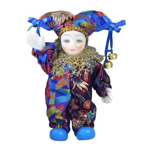 Fenteer Porzellan Clown Puppe, Halloween-Ornament, Antike Puppe, Bemaltes Gesicht, Lustige Narren-Puppe, Puppe für Souvenirs, Festival von Fenteer