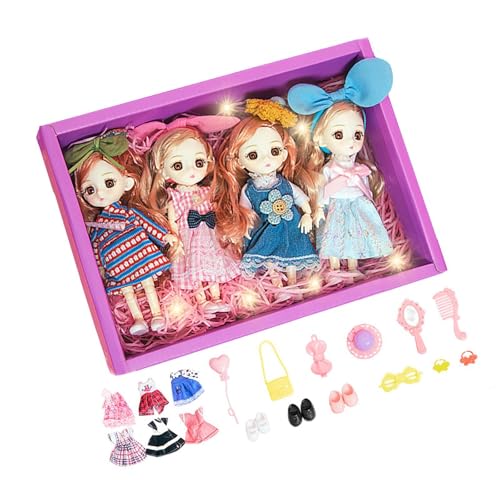 Fenteer Prinzessin Puppen Set für Mädchen, Kleines Puppen Set, Puppenhaus, Spielkollektion, Partygeschenk, 15 cm, für Kinder, Mädchen, Geburtstagsgeschenk, 4 Stück Fenteer Prinzessin Puppen Set für Mädchen, Kleines Puppen Set, Puppenhaus, Spielkollektion, Partygeschenk, 15 cm, für Kinder, Mädchen, Geburtstagsgeschenk, 4 Stück von Fenteer