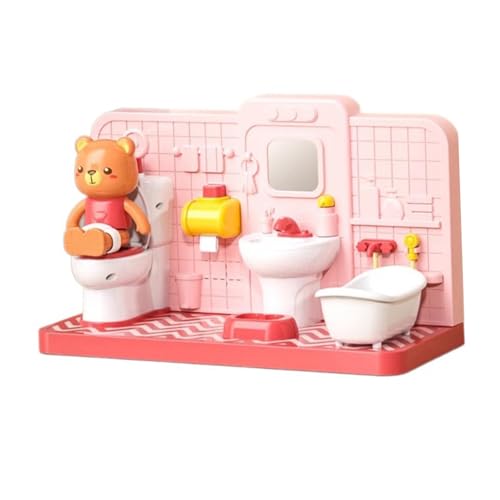 Fenteer Puppenhaus Badezimmer Set Pretend Spielen Ornament Simulation mit Bär Handwerk Puppenhaus Spielsets Miniatur Toilette Spielzeug für Fenteer Puppenhaus Badezimmer Set Pretend Spielen Ornament Simulation mit Bär Handwerk Puppenhaus Spielsets Miniatur Toilette Spielzeug für von Fenteer