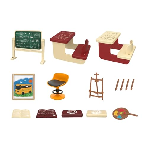 Fenteer Puppenhaus-Klassenzimmer-Set, Puppenhaus-Tafel, Puppenhaus-Dekoration, Ornament, Geburtstagsgeschenke, Miniatur-Bücher, Mini-Schulzubehör von Fenteer