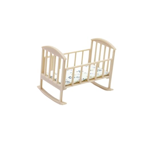 Fenteer Puppenhaus Miniatur Bett mit Matratze Simulation Modell Zubehör Mini Bett Szene Spielzeug Geschenk Ornamente, Holz von Fenteer