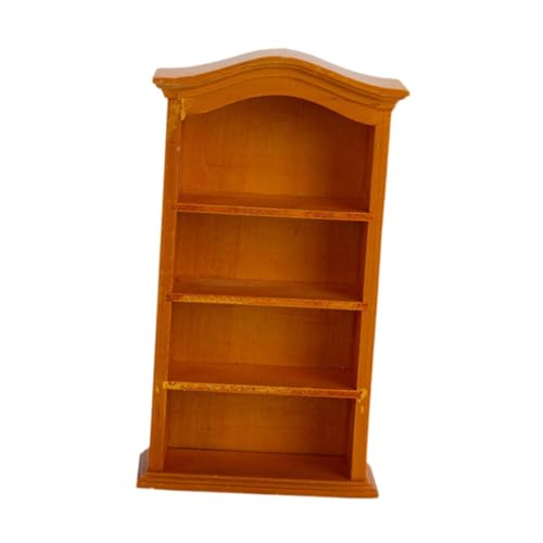 Fenteer Puppenhaus Miniatur Bücherregal Schrank Pretend Play 1:12 1:6 Maßstab Zubehör Handgemachte Puppenhaus Möbel Mini, Gelb von Fenteer