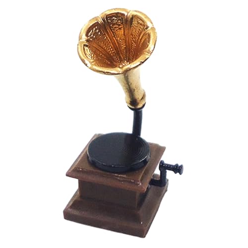 Fenteer Puppenhaus-Phonograph im Maßstab 1:12, handgefertigtes Geschenkspielzeug, realistisches Puppenzubehör, Mini-Möbelmodell für Küche und Wohnzimmer von Fenteer