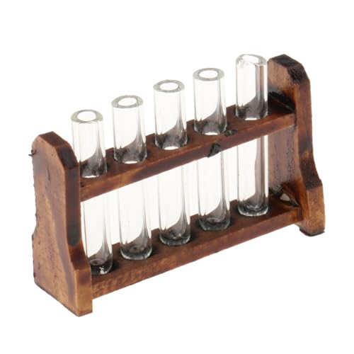 Fenteer Puppenhaus-Reagenzglas im Maßstab 1:12, Holzmöbelmodell, Miniatur-Reagenzglas mit Halter für Puppenhaus-Zubehör, Szenendekoration von Fenteer
