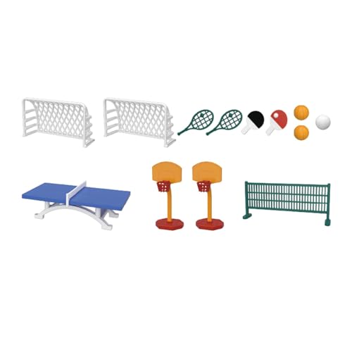 Fenteer Puppenhaus-Sportspielzeug, Miniatur-Tischtennis, Simulation der Feinmotorik, Mini-Basketball-Set, Miniatur-Sport-Set von Fenteer
