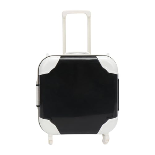 Fenteer Puppenkoffer Puppenreisekoffer Winziges Puppenhauszubehör Anzieh Geburtstagsgeschenk Reisegepäck Spielgepäck Aufbewahrungsbox, Schwarz von Fenteer