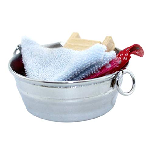 Fenteer Puppenstube Zubehör, Puppenhaus Wäsche Wanne mit Waschbrett Set, Puppenhaus Dekoration Fenteer Puppenstube Zubehör, Puppenhaus Wäsche Wanne mit Waschbrett Set, Puppenhaus Dekoration von Fenteer