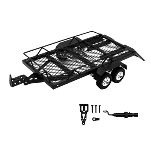 Fenteer RC-Anhänger mit Hakenkupplung mit versteckten Rampen zum Transport hinter dem Auto, Hochleistungs-Doppelachse für SCX24, Fcx24 AX24, Style A von Fenteer