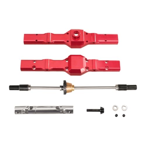 Fenteer RC-Hinterbrückenbaugruppe mit Antriebswelle, DIY-Modifikationszubehör, Leichtmetall-Hinterachsdifferentialsatz für 1/16 C74 C24, Rot von Fenteer