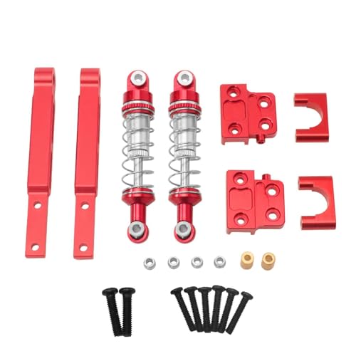 Fenteer RC Metall Stoßdämpfer mit Zugstange Upgrade Aluminium Legierung DIY Zubehör Öl Gefüllt Stoßdämpfer RC Dämpfer Set für 1/12 MN82 82S, Rot von Fenteer
