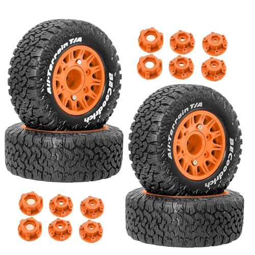 Fenteer RC-Rad und Reifen, 4-teilig, Modell, DIY-Ersatzteil-Upgrade, DIY-modifiziert, einfache Installation, professionelles Zubehör für 1:10 727, Orange von Fenteer