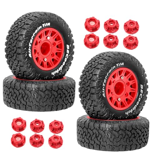 Fenteer RC-Rad und Reifen, 4-teilig, Modell, DIY-Ersatzteil-Upgrade, DIY-modifiziert, einfache Installation, professionelles Zubehör für 1:10 727, Rot von Fenteer