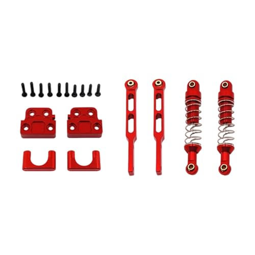 Fenteer RC-Stoßdämpfersatz hinten, Montagezubehör, Maßstab 1:12, professioneller Ersatz, RC-Automodell, DIY-Hinterachs-Spurstangen für 82, Rot von Fenteer