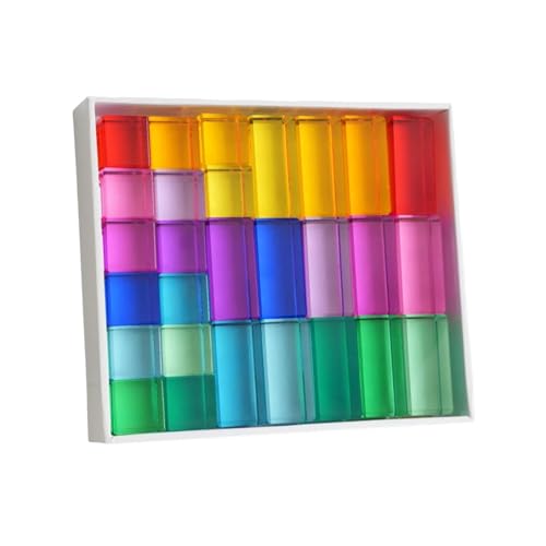 Fenteer Regenbogen-Bausteine-Set, Stapelblöcke, Farberkennung, Acrylwürfel, pädagogisch wertvoll für Vorschulkinder im Alter von 3–6 Jahren, von Fenteer