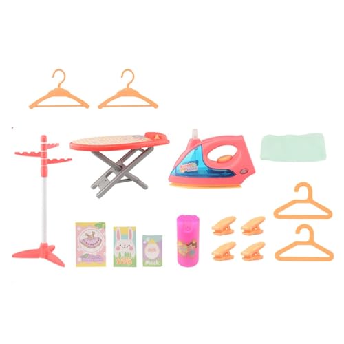 Fenteer Rollenspiel-Wäsche-Spielset, Wäschespielzeug mit Bügelbrett, interaktivem Vorschul-Bügeleisen und Kleiderbügeln, Spielzeug für Kinder und Mädchen von Fenteer