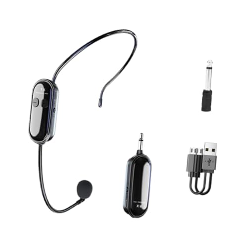 Fenteer Schnurloses Mikrofon-Headset, Headset-Mikrofonverstärker, Abnehmbarer Lautstärkeverstärker mit großer Reichweite, Mikrofonsysteme für Fitnesstrainer von Fenteer