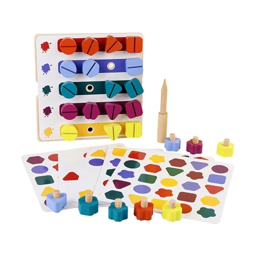 Fenteer Schraubenmutter-Spielzeug, passendes Spiel, Bausteine, kreatives Montessori-Schrauben-Matching-Brett-Puzzle für Mädchen, Jungen, Kinder von Fenteer