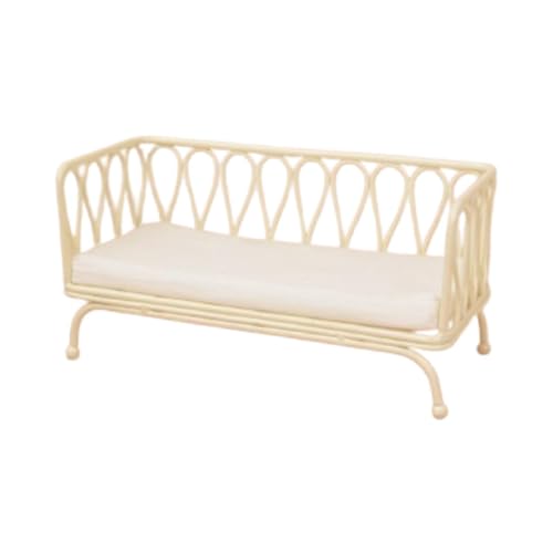 Fenteer Sofa-Miniaturmöbel im Maßstab 1:12, Lebensszenen-Puppenzubehör-Dekoration, handgefertigtes Modell für Schlafzimmer, Wohnzimmer-Dekor, Doppelsofa von Fenteer