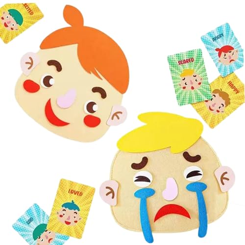 Fenteer Sozial-emotionales Lernen - Gesichter-Spiele - Wütende Gesichter für Vorschulkinder - Sticker-Spiele - Lernspiele für Mädchen ab 3 Jahren, Fett von Fenteer