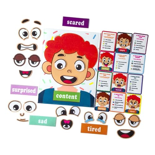 Fenteer Sozial-emotionales Lernen - Gesichter-Spiele - Wütende Gesichter für Vorschulkinder - Sticker-Spiele - Lernspiele für Mädchen ab 3 Jahren, Junge von Fenteer
