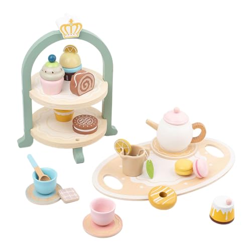 Fenteer Spielzeug-Set für den Nachmittagstee für Kinder, Teeparty für kleine Mädchen, schönes Geschenk für 3 4 5 6-Jährige, Miniatur-Dessert, Kuchen, Essen, von Fenteer
