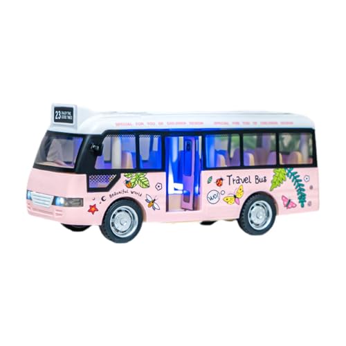 Fenteer Stadtbus, Spielzeugbus mit Geräuschen und Lichtern, mit Lichtern, Simulations-Trägheitsspielzeugfahrzeug, Modellauto-Spielzeug für Jungen, Rosa von Fenteer