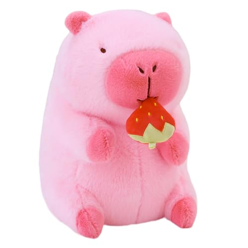 Fenteer Süßes Capybara-Plüschtier, weiche Capybara-Plüschpuppe für Jungen und Mädchen, Geburtstagsgeschenke, Erdbeere 30cm von Fenteer