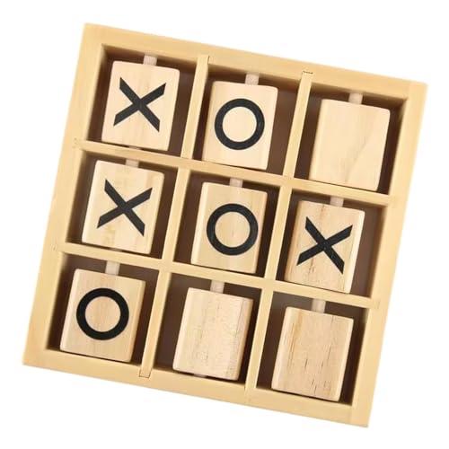 Fenteer Tic Tac Toe-Spiel aus Holz, Tic Tac Toe, Puzzlespiele, Partygeschenk, XO-Tischspielzeug für Erwachsene und Kinder, für drinnen und draußen, Wohnzimmer, 14.2 cm x 14.2 cm x 3.5 cm von Fenteer