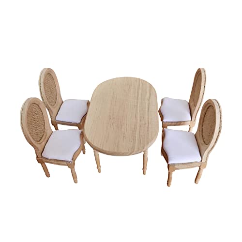 Fenteer Tisch Stühle Set Möbelmodell Im Maßstab 1:12 für DIY Einrichtungen Im Puppenhaus von Fenteer