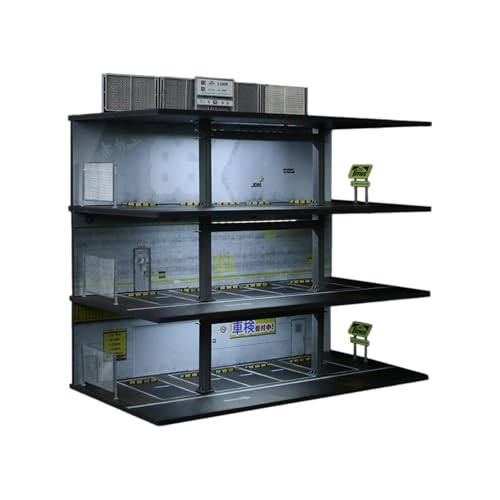 Fenteer Vitrine für Modellautos im Maßstab 1/64, Miniatur-Szenariomodell, Garagendiorama mit Licht, Vitrine für Spielzeugautos, Parkplatzszene, Style D von Fenteer