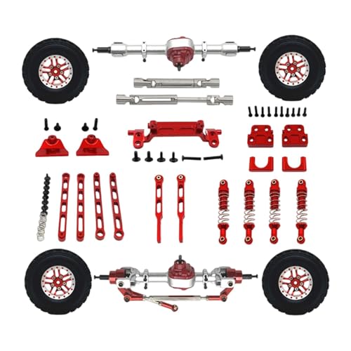Fenteer Vorne und hinten Portalachse DIY Kit 1/12 Maßstab RC Auto Upgrade Teile Vier Räder Reifen Metall RC Auto Zubehör für 82S LC79 82, Rot von Fenteer
