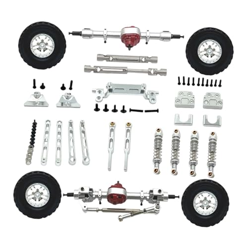 Fenteer Vorne und hinten Portalachse DIY Kit 1/12 Maßstab RC Auto Upgrade Teile Vier Räder Reifen Metall RC Auto Zubehör für 82S LC79 82, Silber von Fenteer