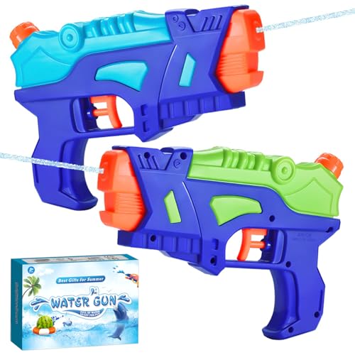 (2-Pack) Wasserpistolen für Kinder, Wasserpistolen Spritzpistolen für Schwimmbad im Freien, Beste Sommer Wasser Kampf Spielzeug Geschenke für Jungen Mädchen, Training Spielzeug für Haustiere von Fenxyo
