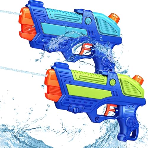 (2-Pack) Wasserpistolen für Kinder, Wasserpistolen Spritzpistolen für Schwimmbad im Freien, Beste Sommer Wasser Kampf Spielzeug Geschenke für Jungen Mädchen, Training Spielzeug für Haustiere von Fenxyo