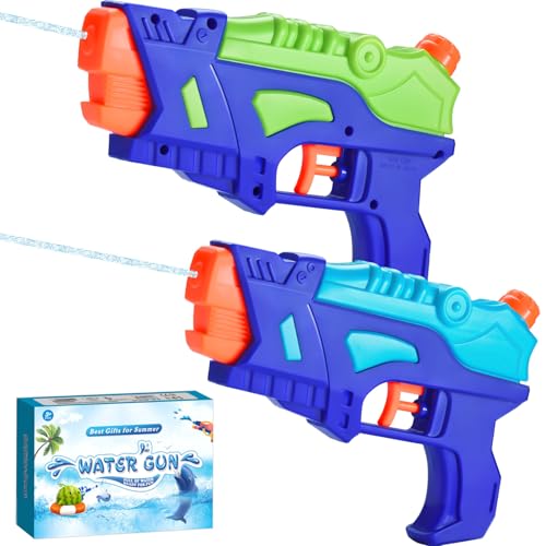 (2-Pack) Wasserpistolen für Kinder, Wasserpistolen Spritzpistolen für Schwimmbad im Freien, Beste Sommer Wasser Kampf Spielzeug Geschenke für Jungen Mädchen, Training Spielzeug für di cani e Gatti von Fenxyo
