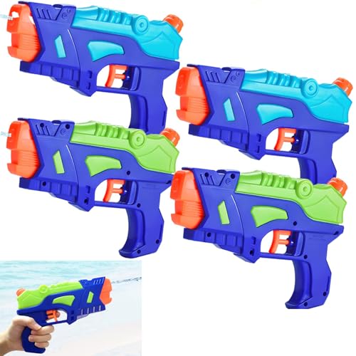 (4-Pack) Wasserpistolen für Kinder, Wasserpistolen Spritzpistolen für Schwimmbad im Freien, Beste Sommer Wasser Kampf Spielzeug Geschenke für Jungen Mädchen, Training Spielzeug für Haustiere von Fenxyo